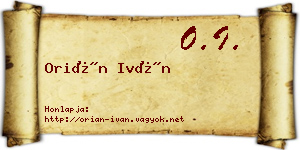 Orián Iván névjegykártya